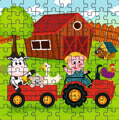 100 Pieces Jigsaw Puzzle Farm Animal Ride